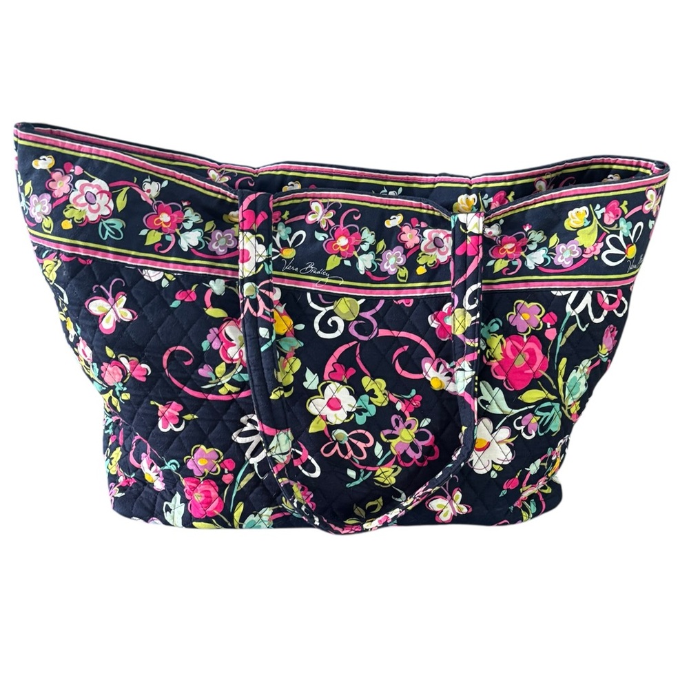 Vera Bradley Grand Tote – Ribbons Pattern Quilted Travel Bag — Excellent Cond.